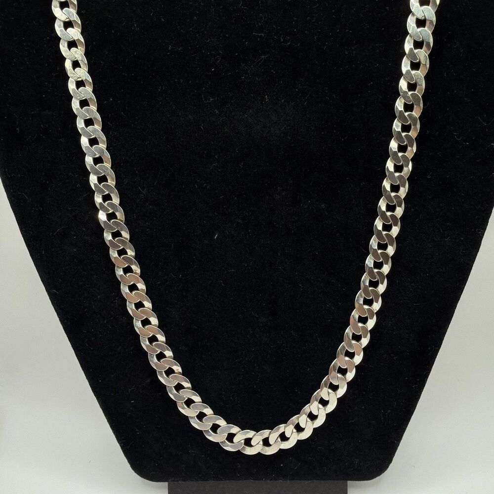 Vintage LIRM Italy 925 Sterling Silver Heavy Curb Link Chain Necklace 24” 48.7g